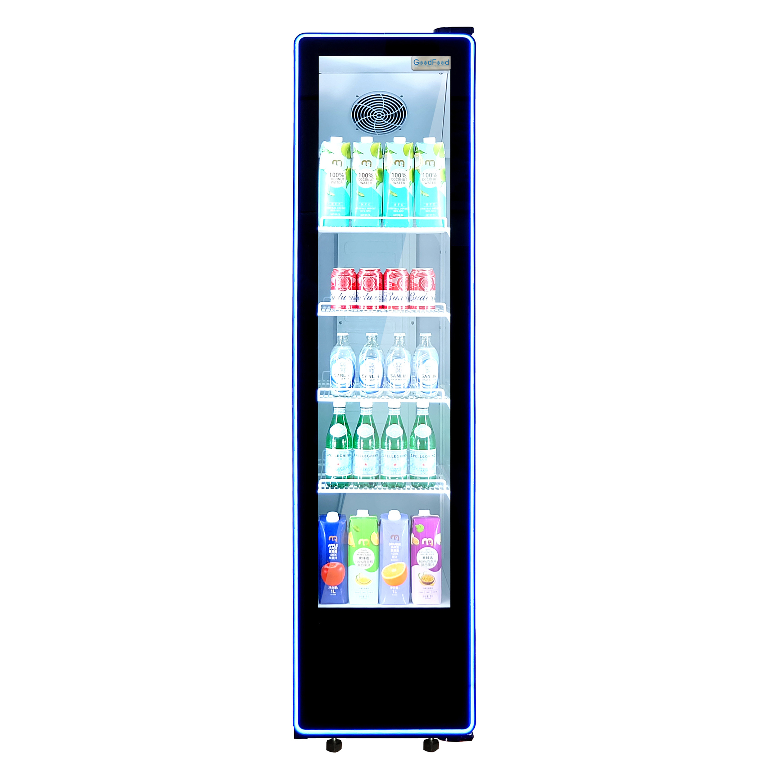 Шафа холодильна для напоїв GoodFood BC380NBW2LEDBLUE чорна-біла