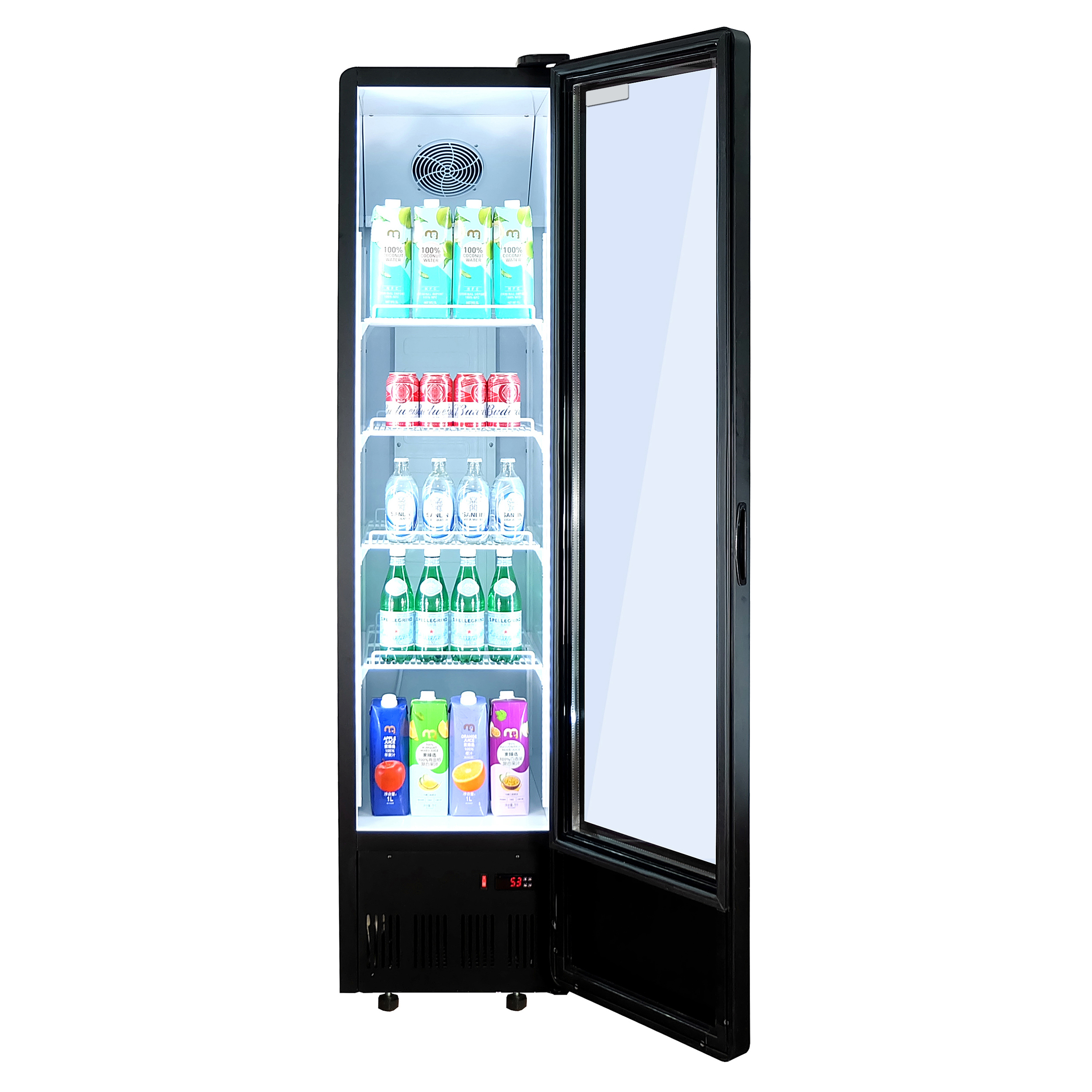 Шафа холодильна для напоїв GoodFood BC380NBW2LEDBLUE чорна-біла
