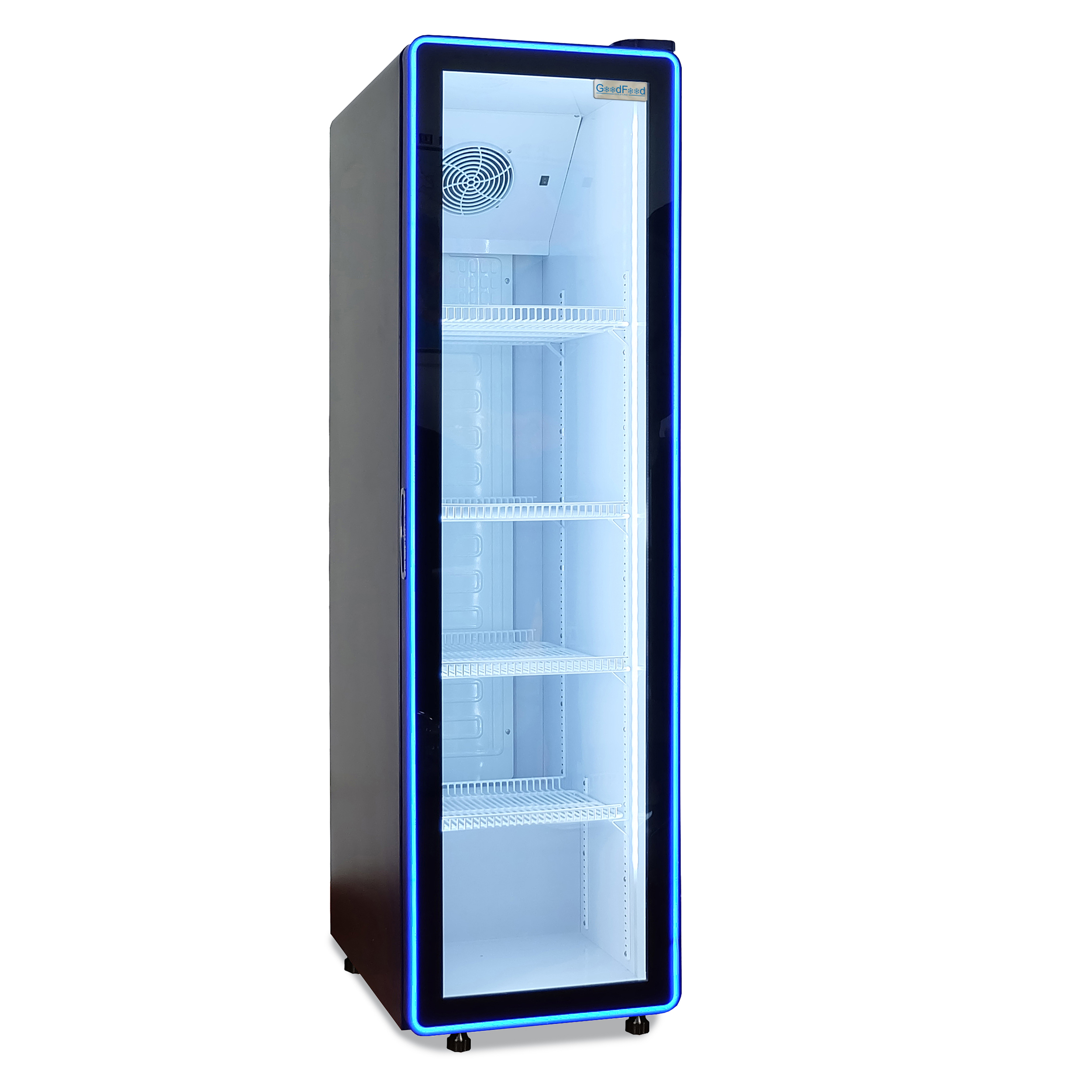 Шафа холодильна для напоїв GoodFood BC310NBW2LEDBLUE чорна-біла